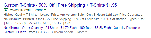 show price, promotions, offers click-through rate