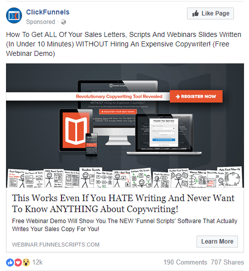 clickfunnels facebook ad