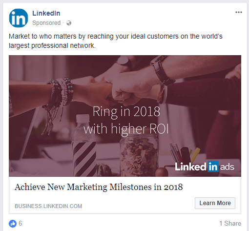 linkedin sponsored facebook ad
