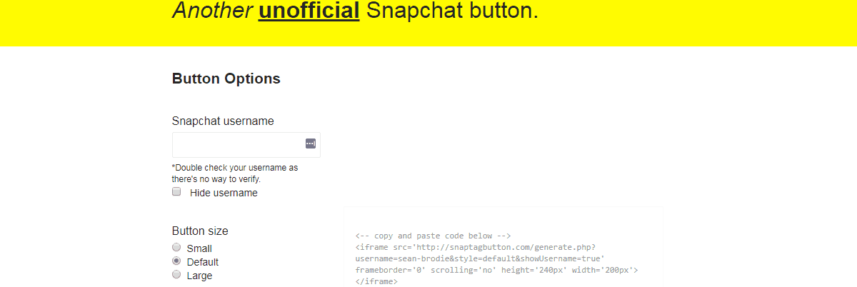 unofficial snapchat button