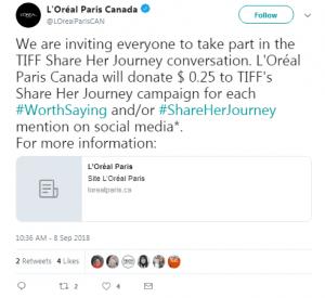 l’oréal paris canada hashtag campaigns