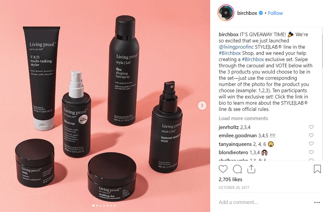 birchbox instagram giveaway ideas
