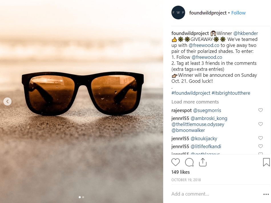 found wild project instagram giveaway ideas