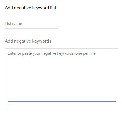 wordstream negative keywords
