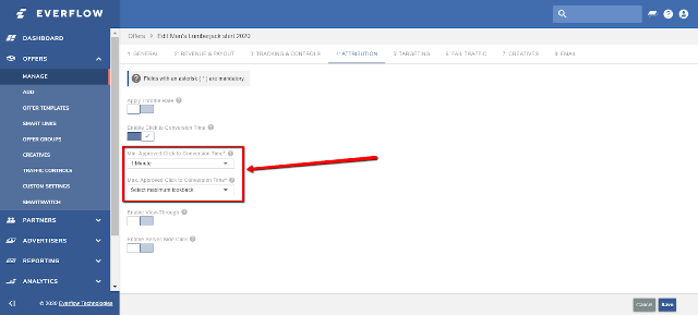 click to conversion time everflow review
