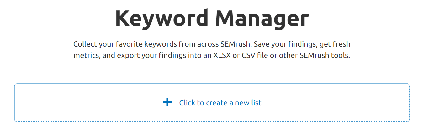 semrush keyword manager