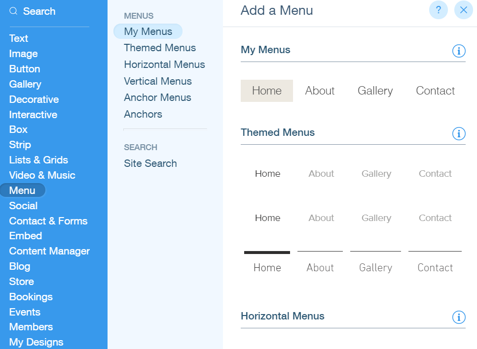 menu