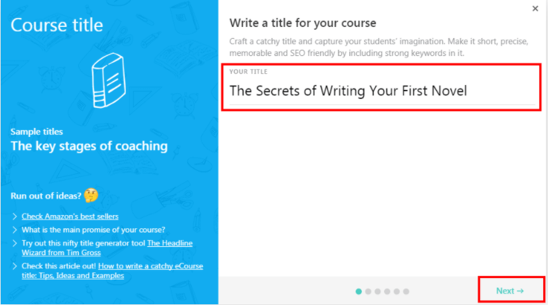 select a course title
