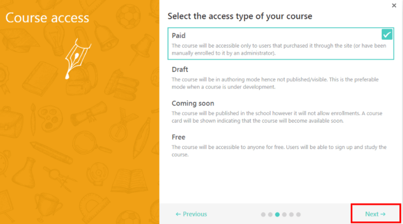 type for your course