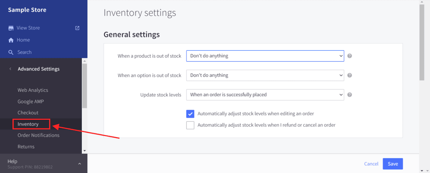 advanced options inventory