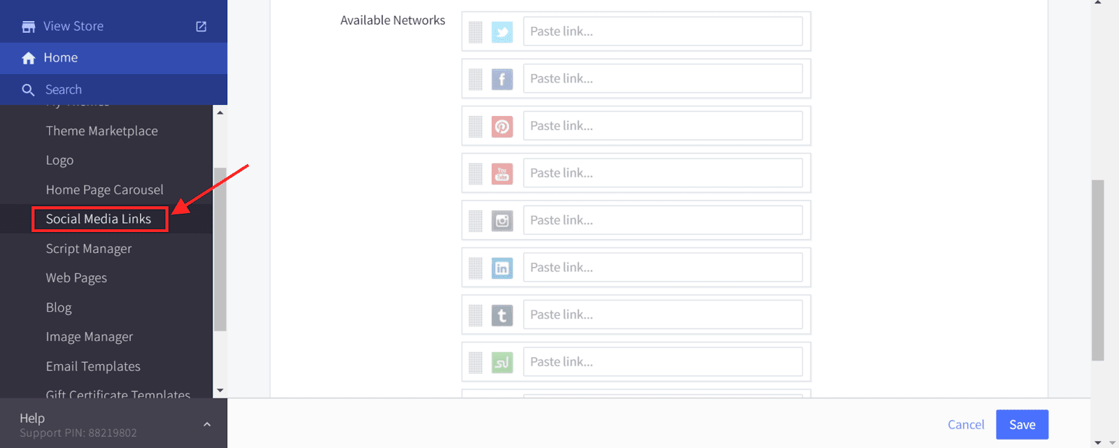 social media links