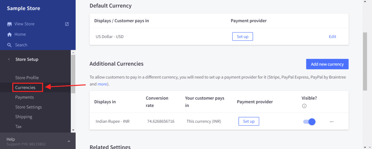 store management currency