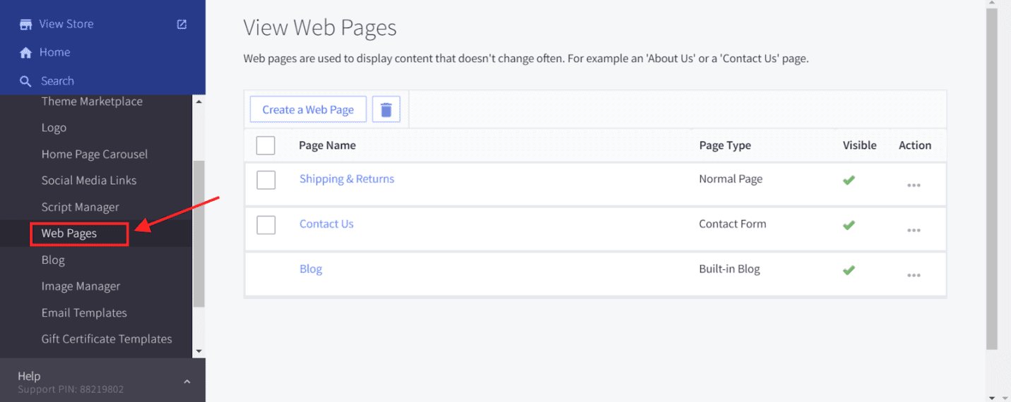 web pages