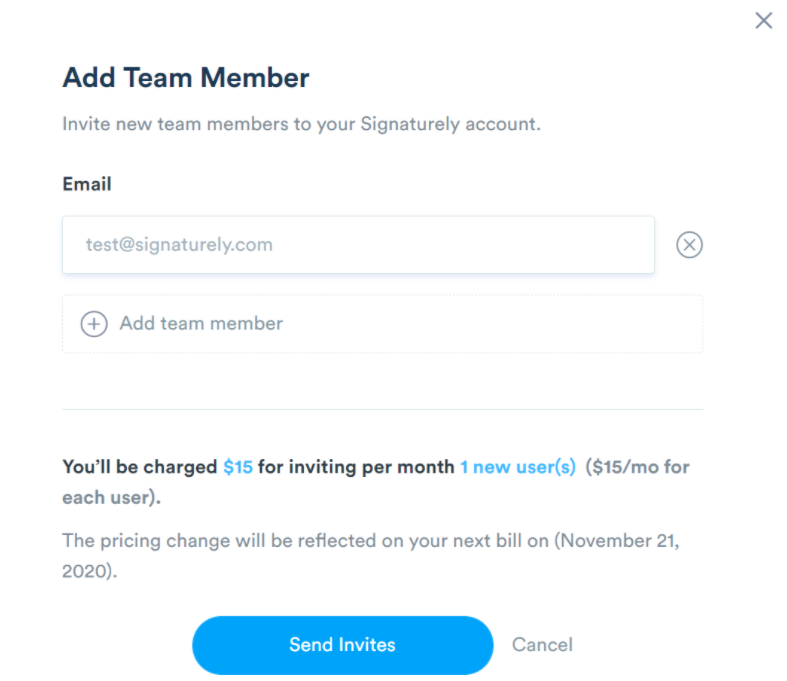 signaturely add team member