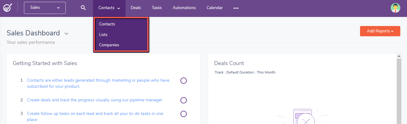 engagebay contacts