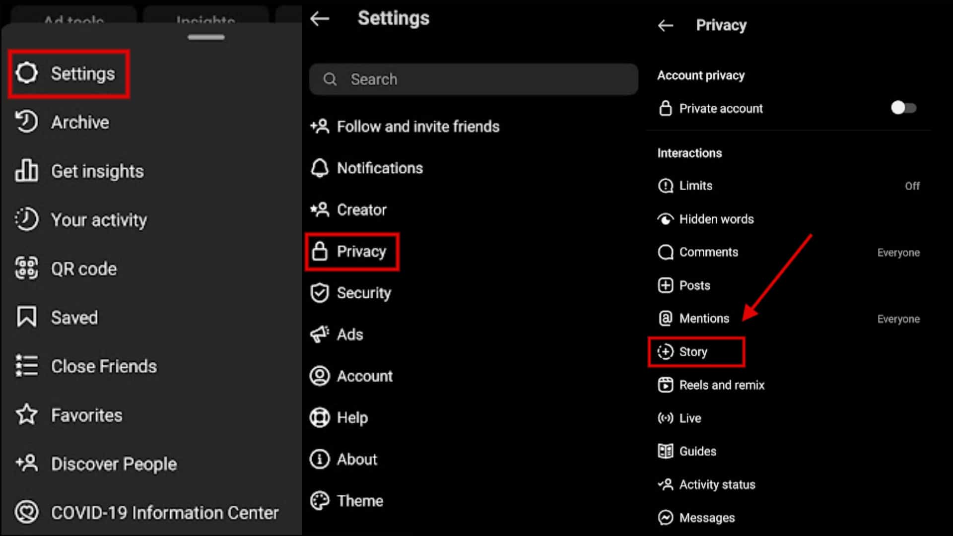 hide your story from specific people