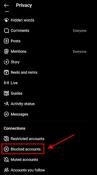 block someone on instagram : blocked accounts