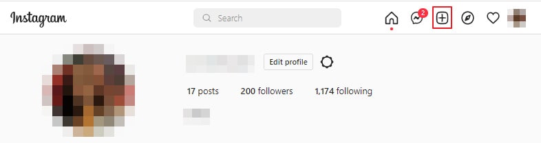 ig web browser - create new post option