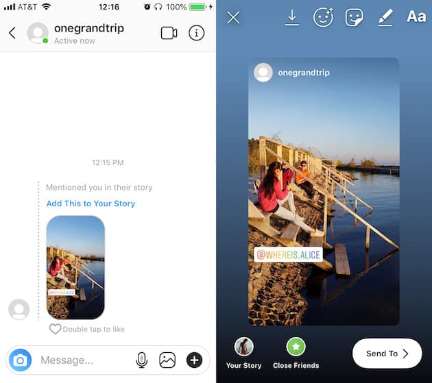instagram story - mentions