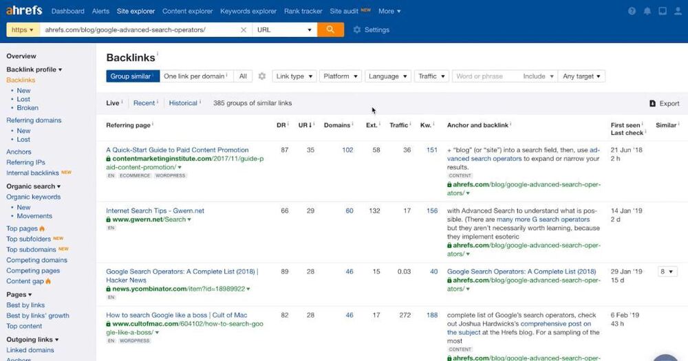 ahref site explorer