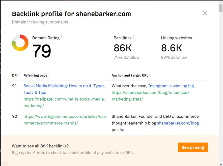 domain rating semrush