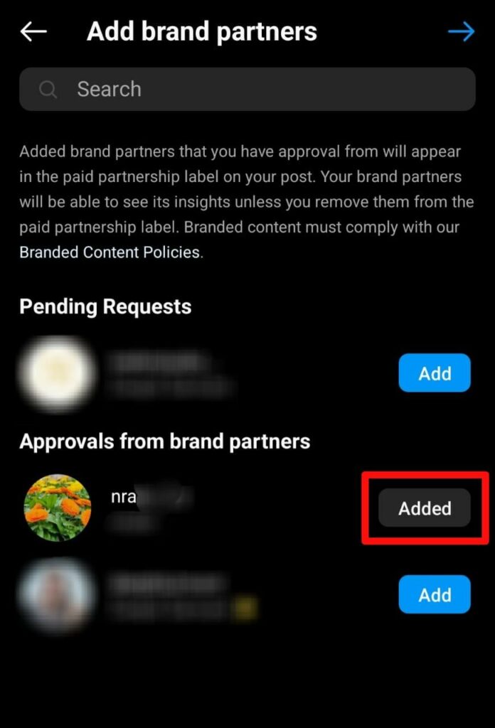add brand/business partners to branded content