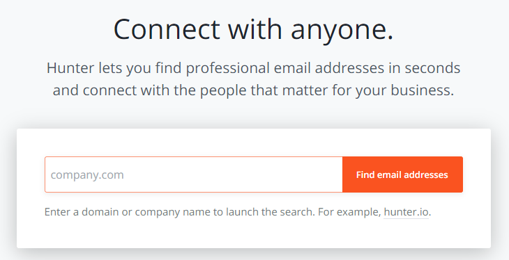 hunter.io homepage