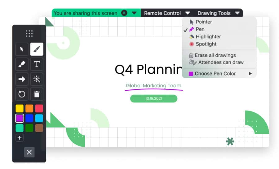 pen and highlighter tool in gotomeeting
