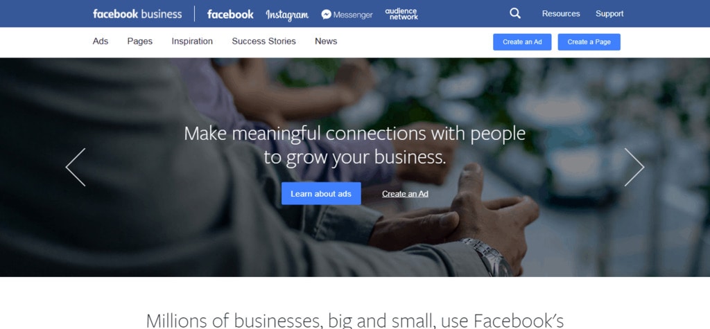facebook business landing page