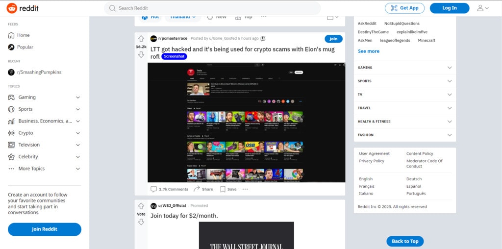 reddit dashboard