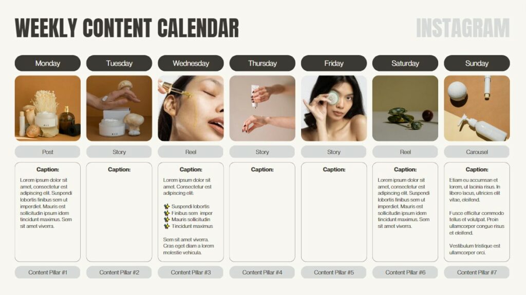 canva's instagram content calendar template