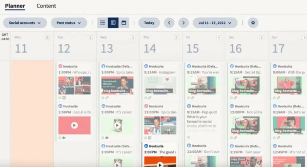 hootsuite social content planner