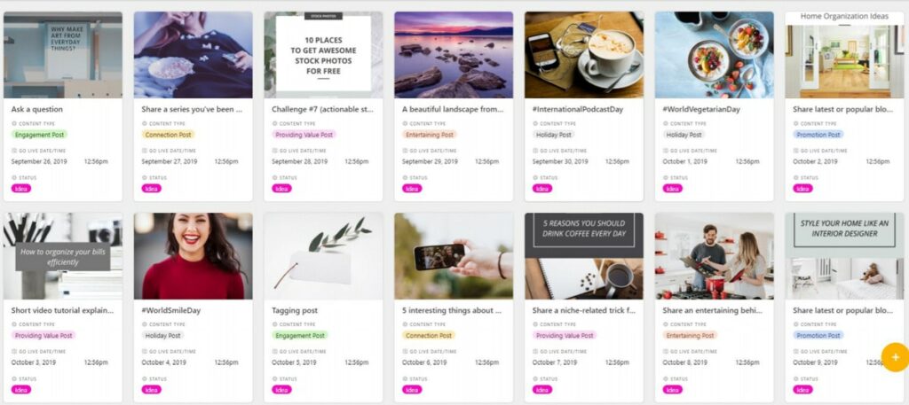 instagram calendar example