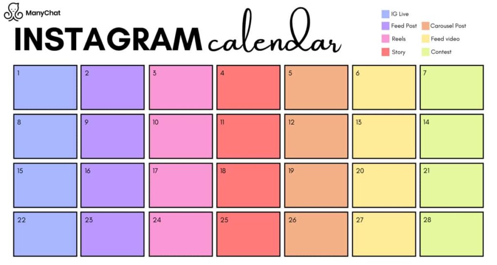 manychat content calendar template