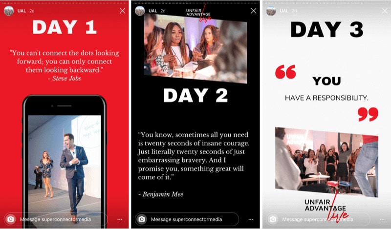 share ig stories from the events you attend