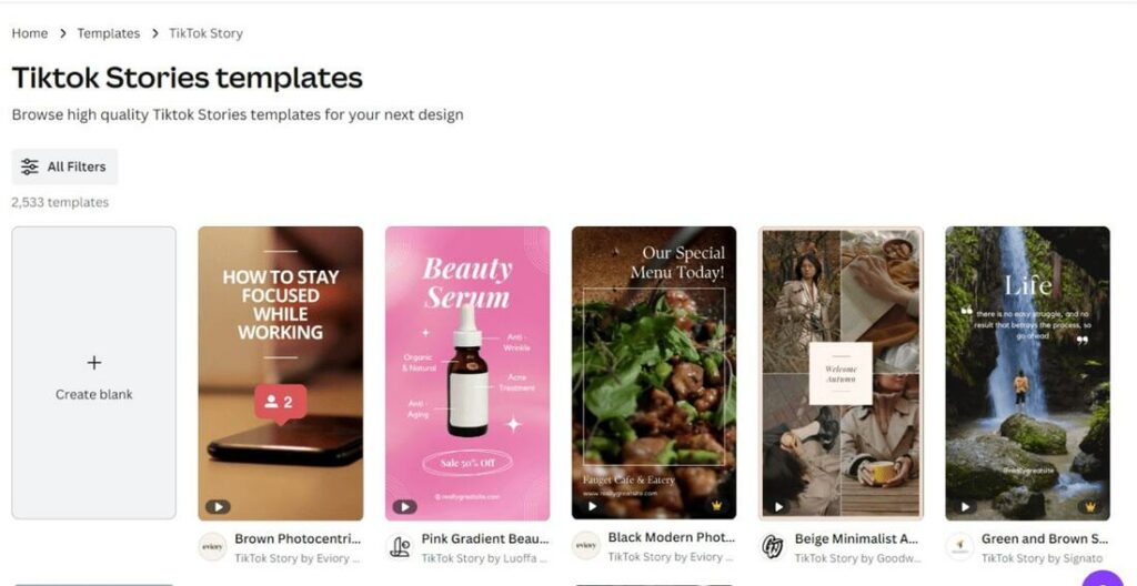tiktok story templates canva