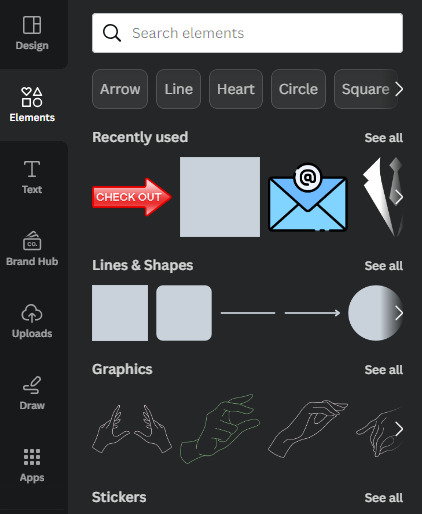 canva ig stories app - elements