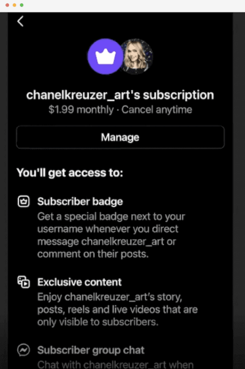 instagram subscriptions