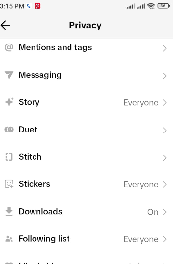 tiktok privacy settings