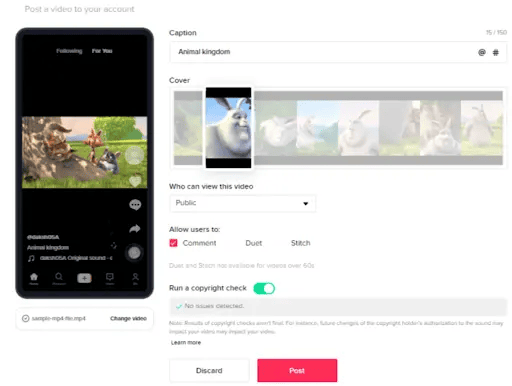 upload video on tiktok