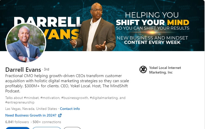 darrell evans linkeding profile example