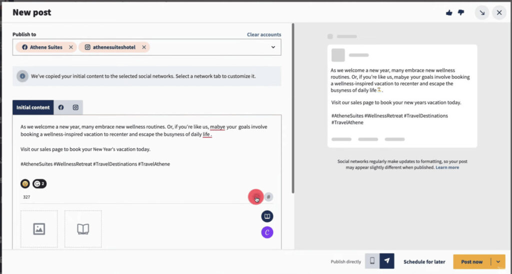 hootsuite new post 