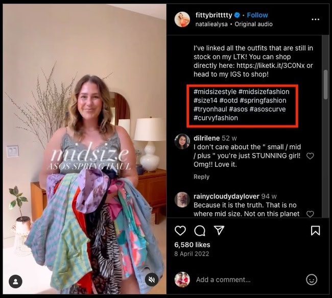 use hashtags in captions