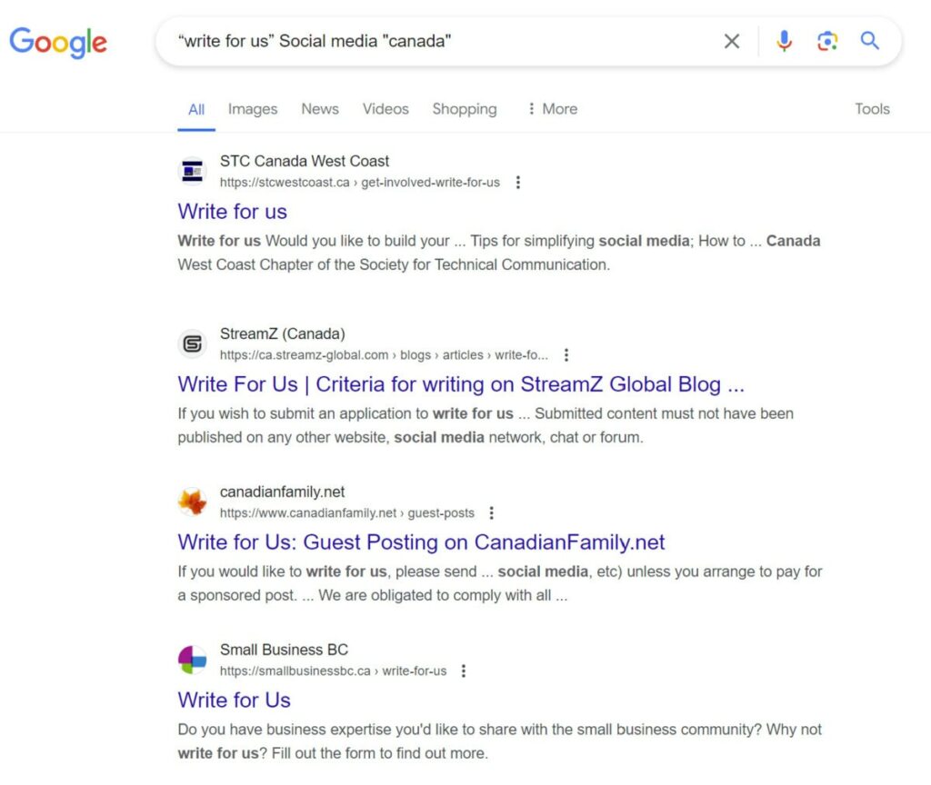 search for country-specifc guest posting sites