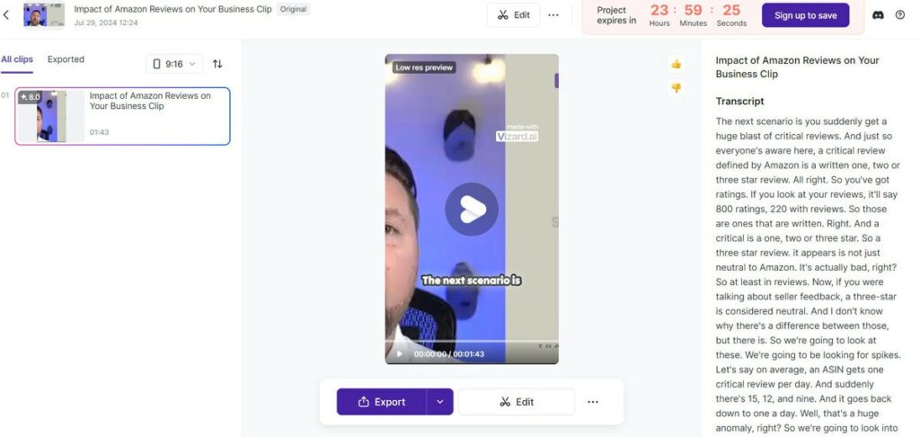 vizard video editor ai