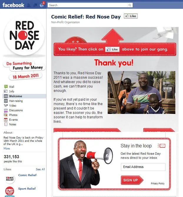 Red Nose Day Facebook Page