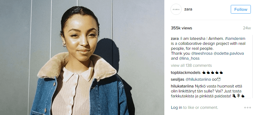 zara - influencer marketing examples