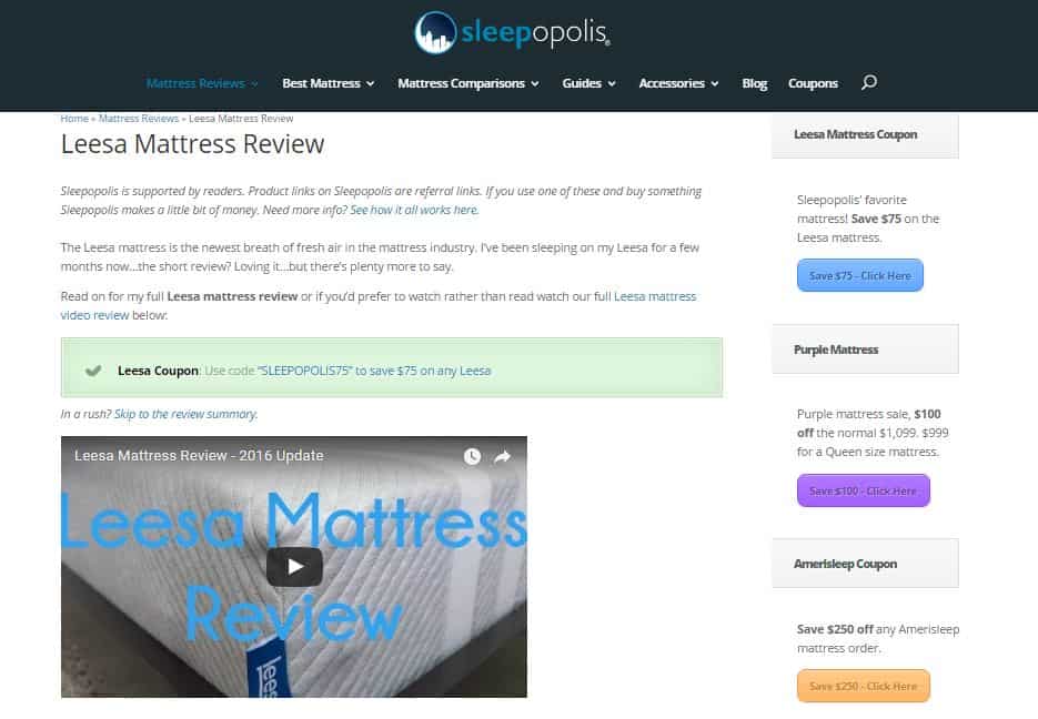 Leesa Mattress review - Influencer marketing case studies