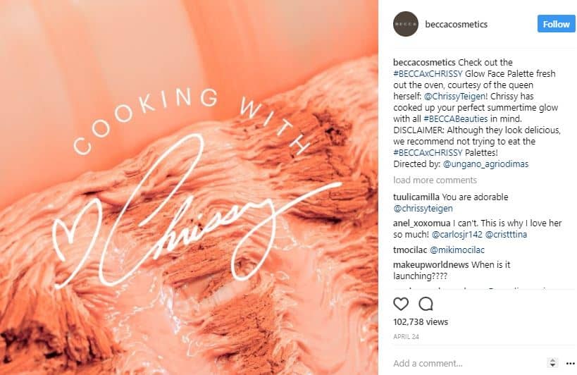 BECCA Cosmetics Instagram profile product launch marketing ideas