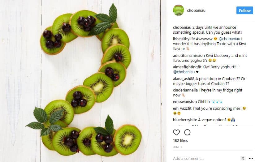 Chobani Instagram profile product launch marketing ideas